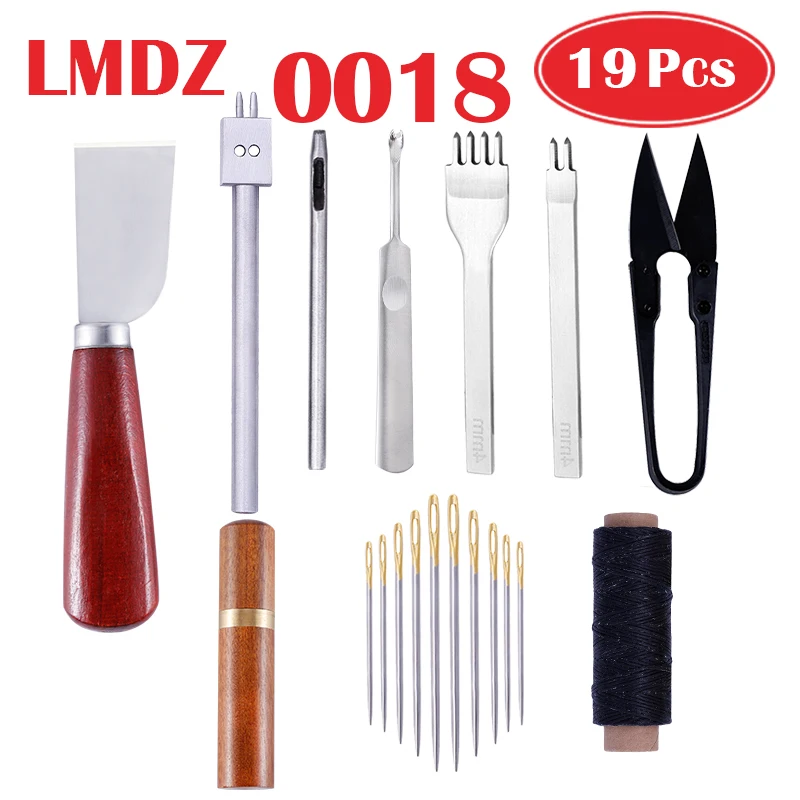 LMDZ набор инструментов для кожевенного ремесла, набор инструментов для шитья, резьбы, работы, шитья, седло, инструменты для кожевенного ремесла, нож для шитья