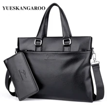 YUES KANGAROO Famous Brand Leather Men Bags A4 Document Business Briefcase 2017 New Handbag Male Crossbody
