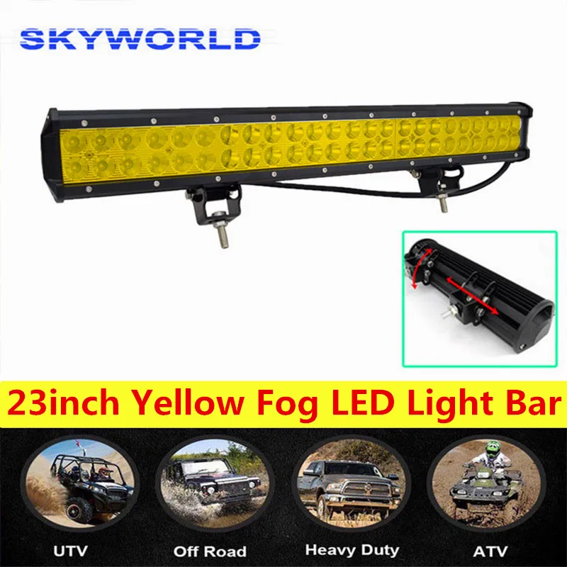 2X 22~23INCH 144W SPOT FLOOD WORK DRIVING LED LIGHT BAR 12V 24V 4WD for JEEP 4WD