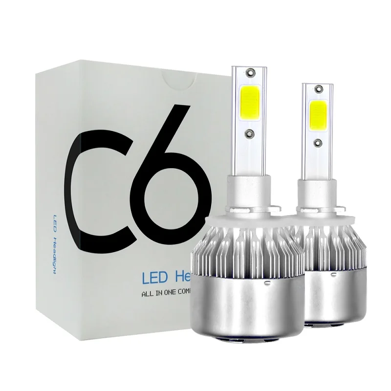 6000K Cold White Zarpooz 2x C6 Автомобильные фары 12V H4 светодиодный H7 светодиодный 72W фары для H1 H3 H11 H13 9005 9006 9004 9007 лампы для передних автомобильных серебро Цвет - Испускаемый цвет: 6000K Cold White