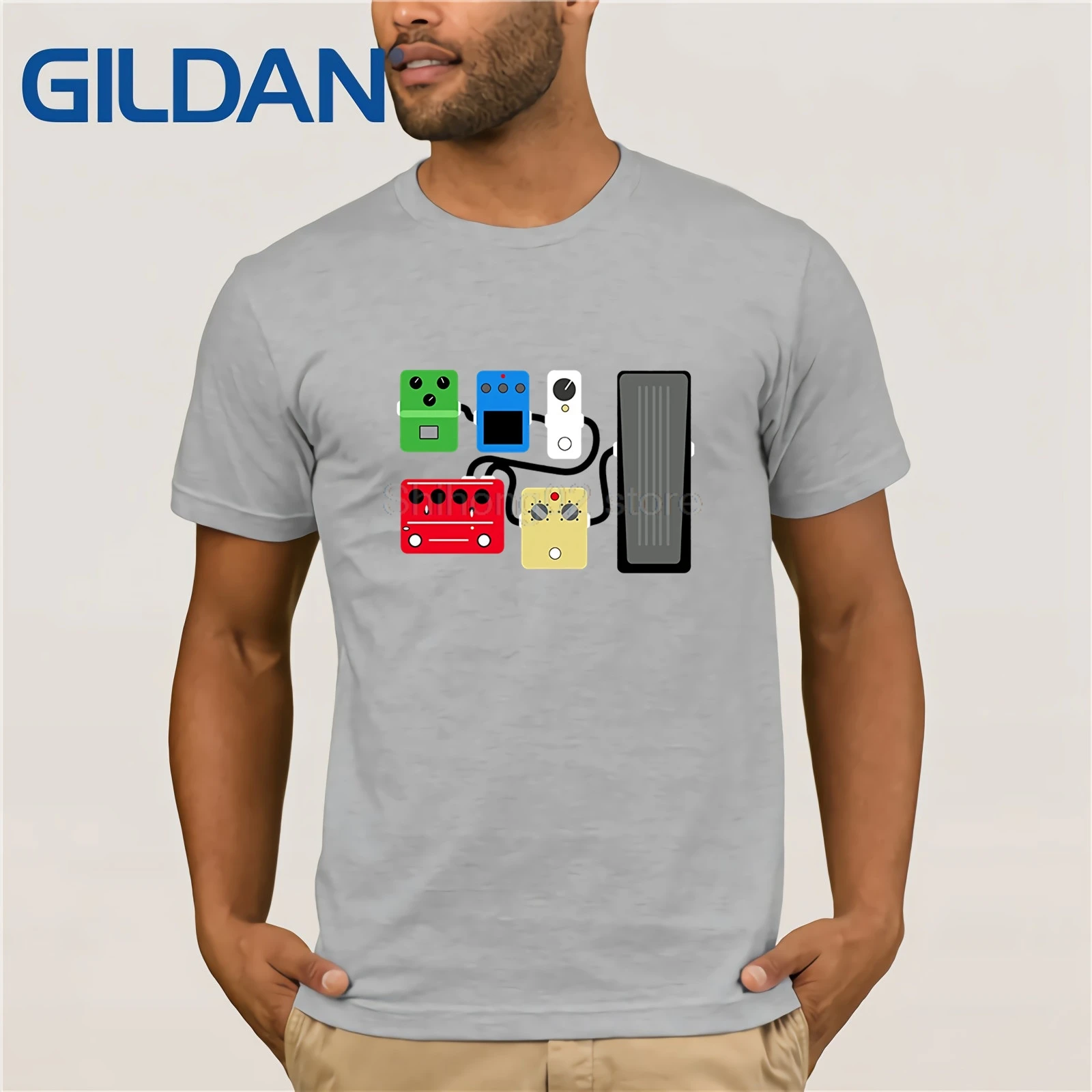 

Vintage Guitar Effects Pedal Stompbox T-shirt Foot Pedal Tee summer T-shirt