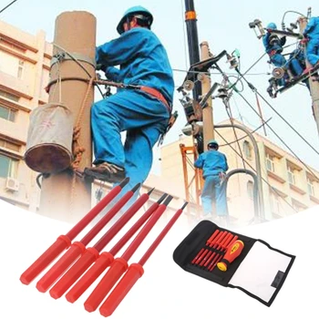 

TOOZO 7 Pcs/set 1000V Insulated Electrical Screwdriver Set CR-V Phillips Slotted Precision Hand Tool