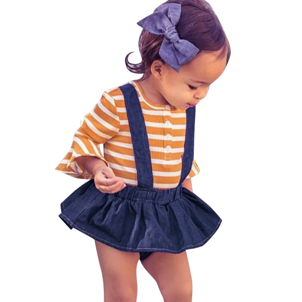 

Skirts Toddler Kids baby Children's Clothing Girl skirt denim princess skirt tutu Suspender Denim Skirt+Headband 19May24