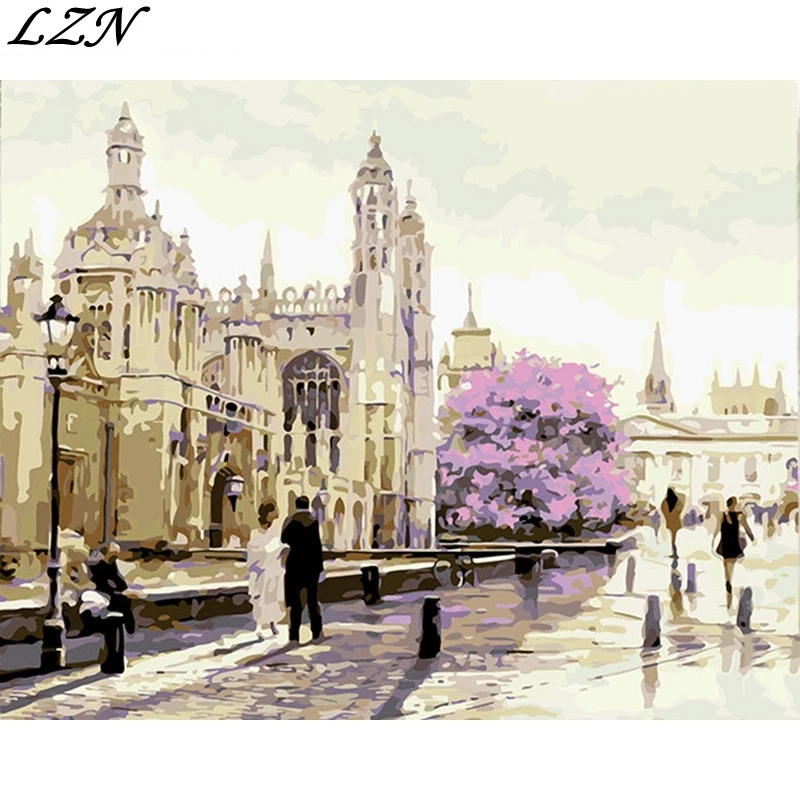LZN Picture DIY Painting By Numbers Mountain Landscape Modern Wall Art Hand Painted Oil | Дом и сад