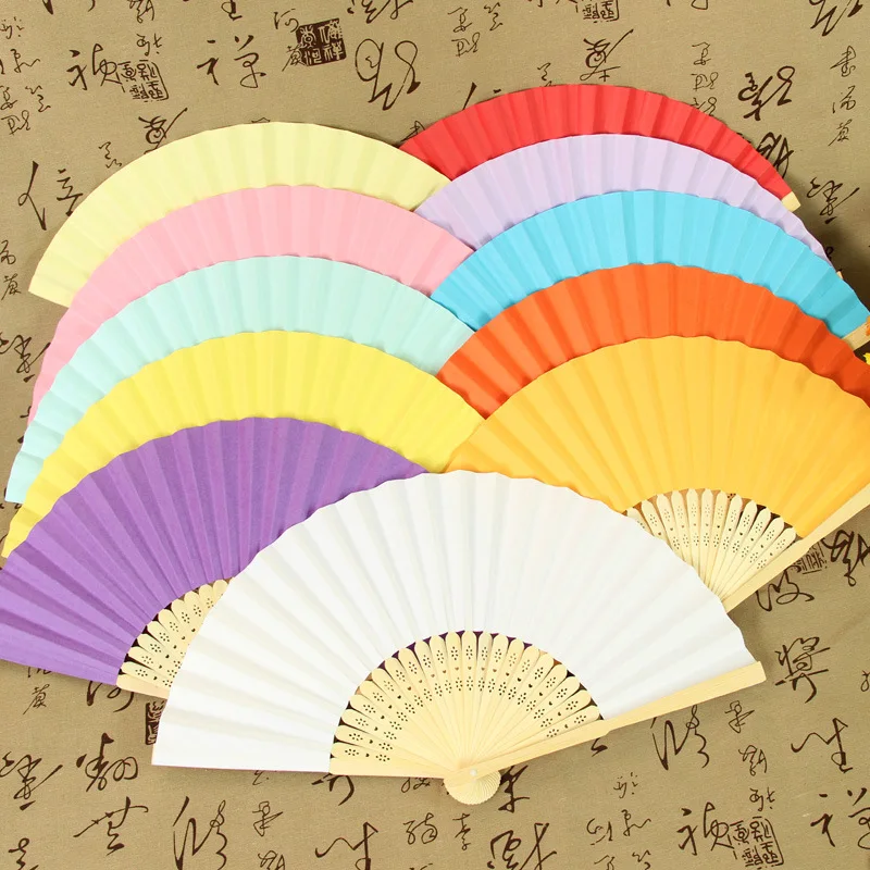 

200 pcs / lot 21 cm Wedding 8 color Paper Hand Fan Wedding Party Party Decoration Promotion Favor lin2629