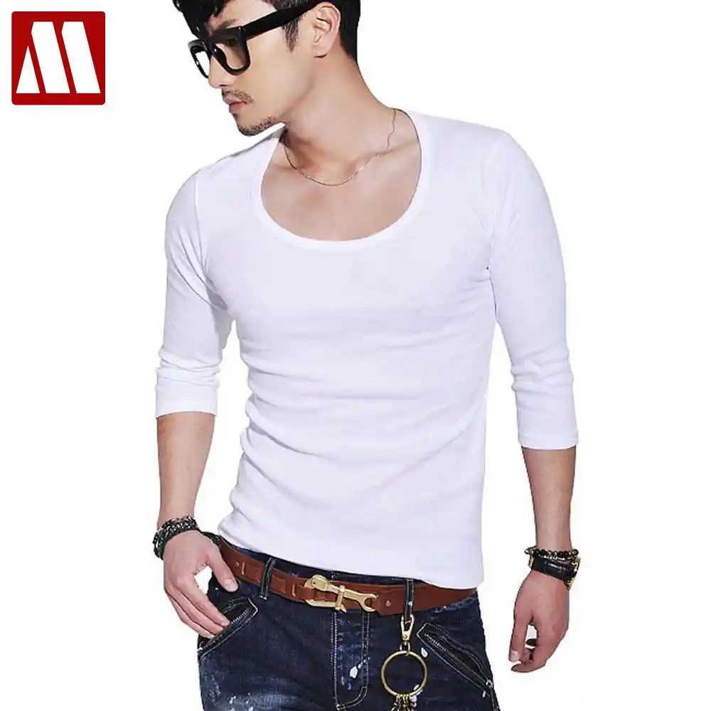 camisas de cuello redondo para hombre