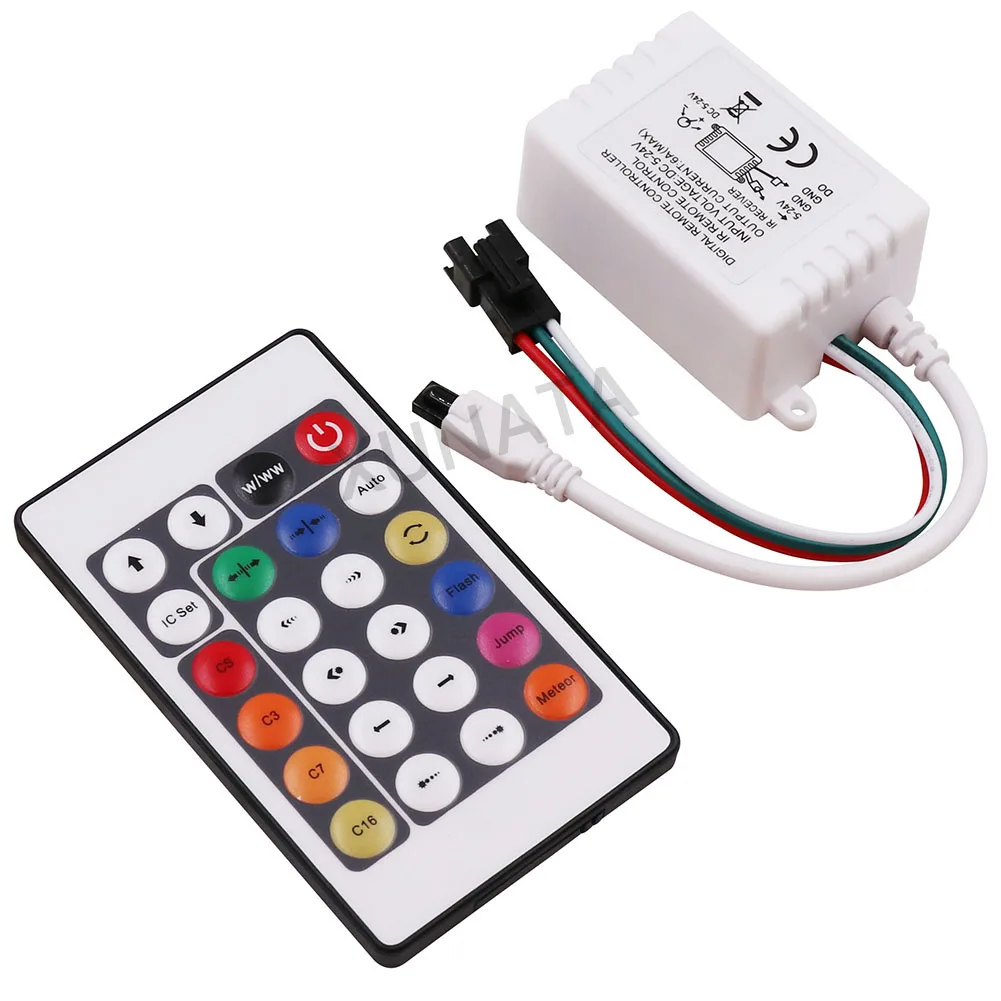 DC12-24V пикселей мини WiFi контроллер для WS2801 WS2811 LDP6803 SK6812 WS2812B Светодиодная лента 14Key 24Key ИК пульт дистанционного управления