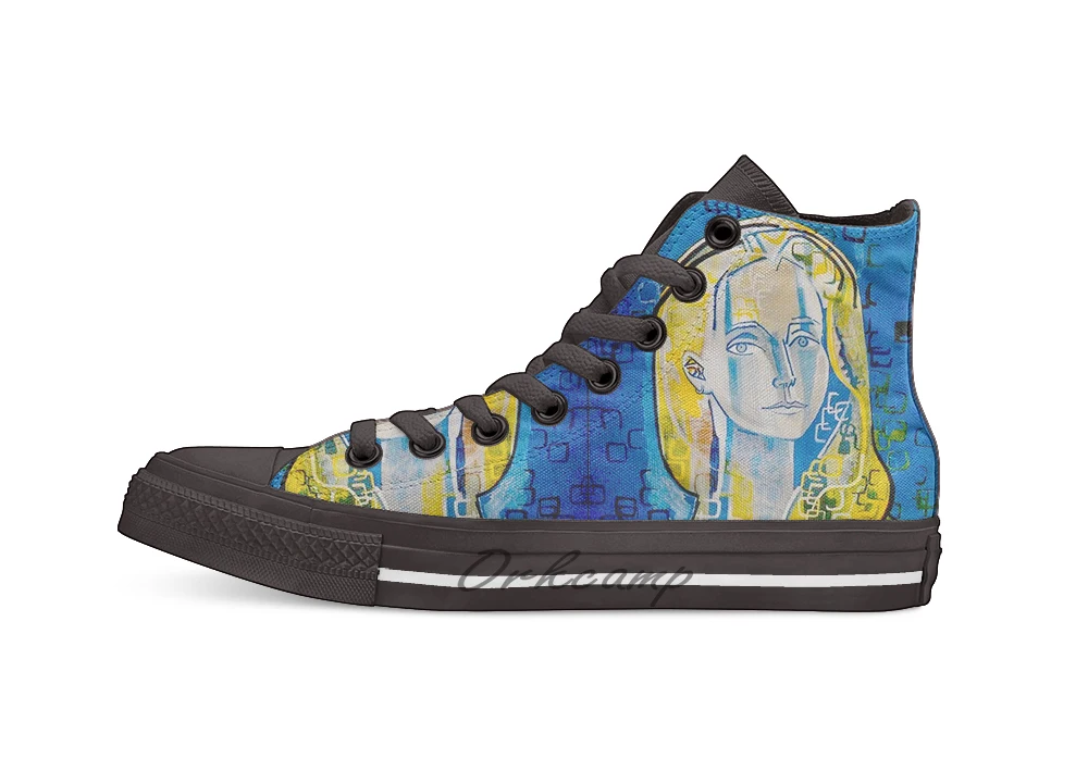 

FRANCOISE GILOT Vintage Self Portrait of Picassos Wife Print Design breathable Casual High Top lace-up Canvas shoes sneakers