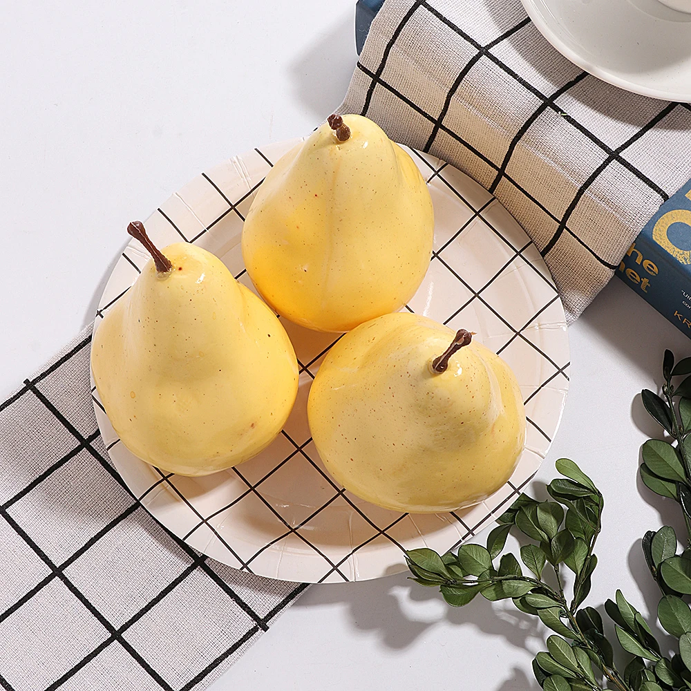 

1Pc Decorative Artificial Fruits Orange/Pear/Lemon/Apple/ Fake Simulation Fruits Teaching Aids EVA Plastic For Store Display