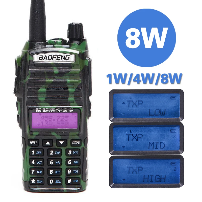 

Baofeng UV-82 Plus Dual PTT Walkie Talkie 8W Powerful VHF UHF 10km Long Range Portable CB Handheld BF-UV82