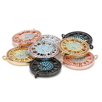 

LOULEUR 1PCs Pink/Blue Rose Gold Copper Cubic Zircon Charms 17.5mm Connectors For Jewelry Making Necklace Pendant For Bracelets