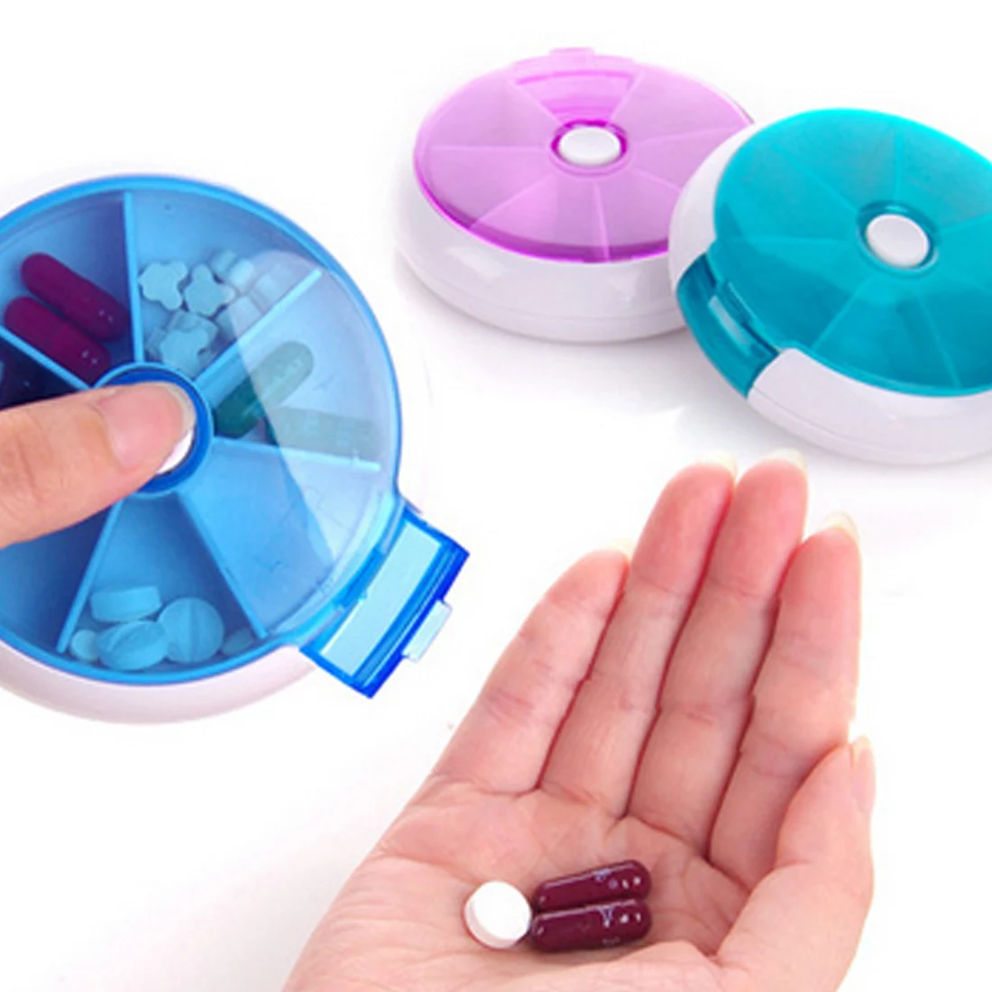 New 2017 New Weekly Rotating Pillbox Travel Pill Case Pill Organizer