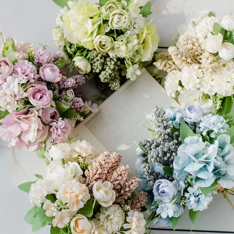 

1 Bunch Artificial Flower Nordic Simulation Rose Bouquet Living Room Decoration Table Hand Wedding Bouquet