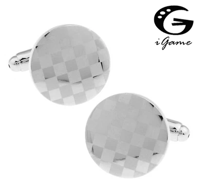 

iGame High Quality Men Designer Cuff links Copper Material Smooth Round Grid Design Enamel CuffLinks Free Shipping