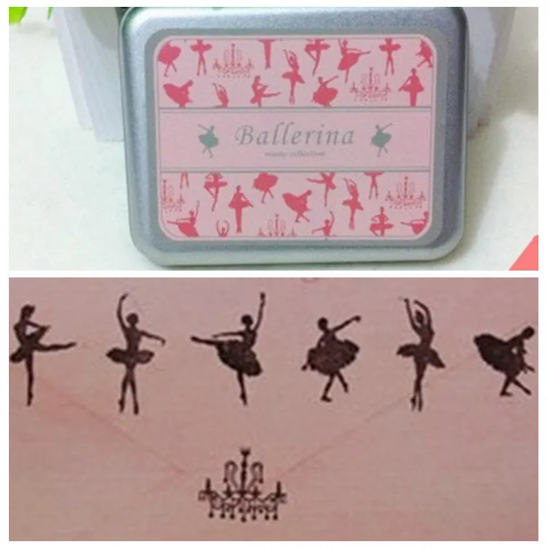 

ballet pattern DIY Scrapbooking Vintage Lace Stamp Wood Stamps Iron Box Sealing Stamp Set 016010002