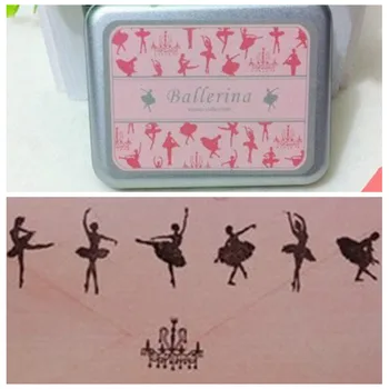 

ballet pattern DIY Scrapbooking Vintage Lace Stamp Wood Stamps Iron Box Sealing Stamp Set 016010002
