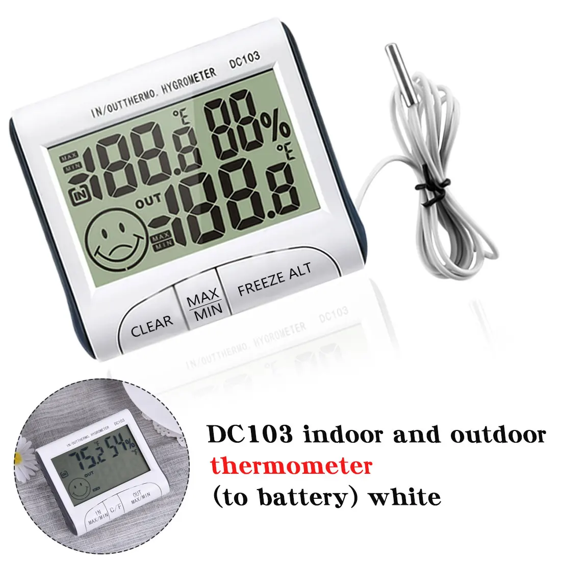 

Refrigerator thermometer Weather Station Household Indoor and Outdoor Use DC103 double temperature Temperature Humidity Meter