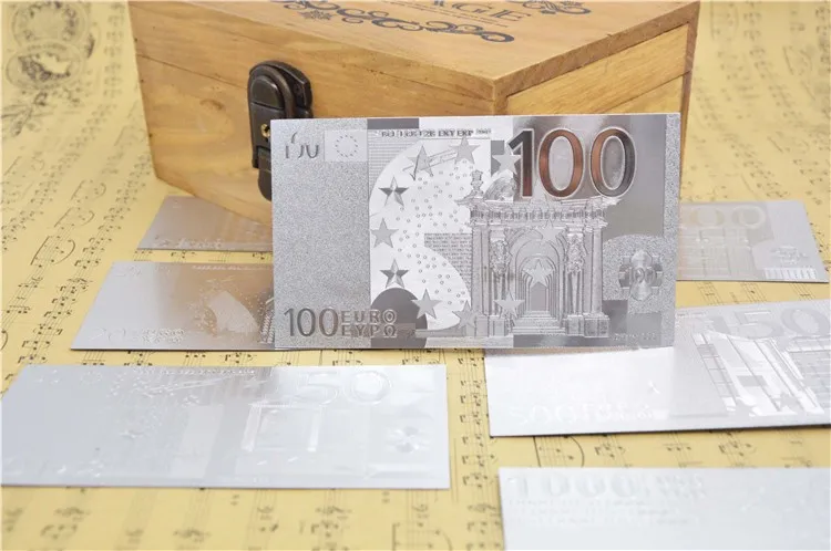 Подарки с серебряным покрытием евро 5.20.50.100.200.500.1000 серебряные декоративные деньги детектор