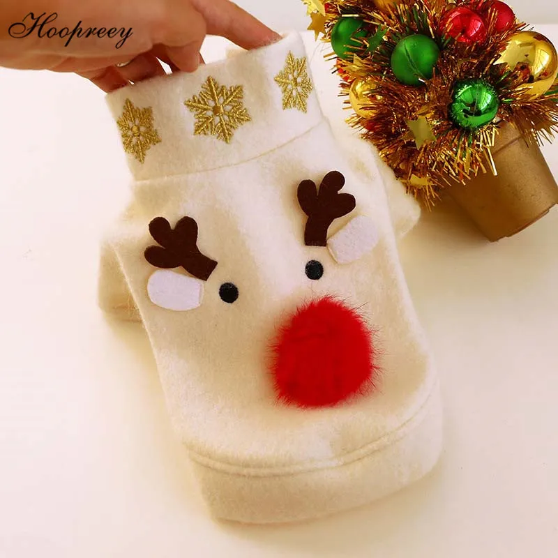 

Christmas Costume Big Nose Elk Woolen Dog Coat Winter Clothes for Chihuahua Small Puppy Dogs Snowflake Embroidery Pet Clothes 15