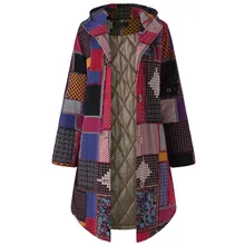 Female Jacket Women Hooded Long Sleeve Vintage Ladies Fleece Thicken Coats Button Long Coat Autumn winter wool coat Plus Size plus size hooded horn button coat