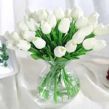 

10Pcs/Set White Bouquet Artificial Flowers For Decoration Fake Tulips Artificial Flowers Home Party Plastic Display Art Plant S4