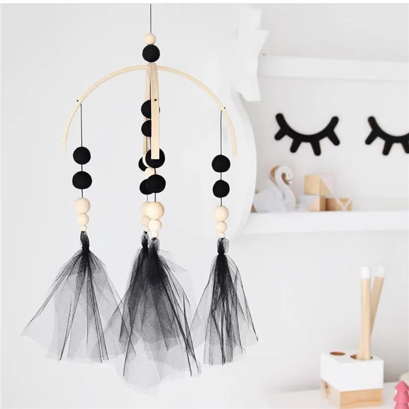 

Wooden Hanging Baby Rattles Mobile Toys For Cribs Bed Wind Chime Bell Decorative Wood Ornaments Nursery Decor Birthday Present