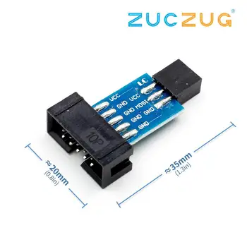 

1pcs 10 Pin to 6 Pin Adapter Board for AVRISP MKII USBASP STK500 High Quality