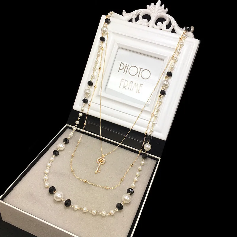 N17 цветной шейный ключ от известного бренда Collier Femme ювелирный свитер с жемчугом