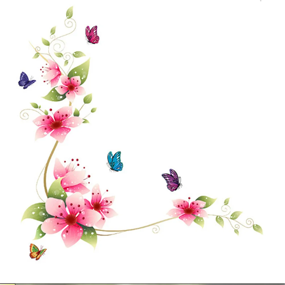 

1PCS 3D Romantic Flower Butterfly Wall Sticker DIY Wall Art Decal Decoration Wall Stickers Home Decor Gifts 74x25xm