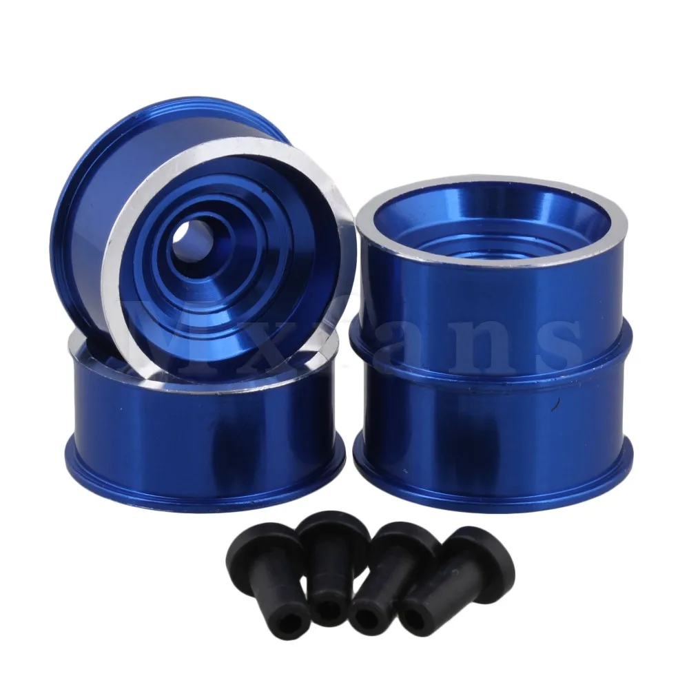

Mxfans 4xDark Blue Fully Cowled Large-Bore Wheel Rim for Tamiya RC1:32 4WD Car
