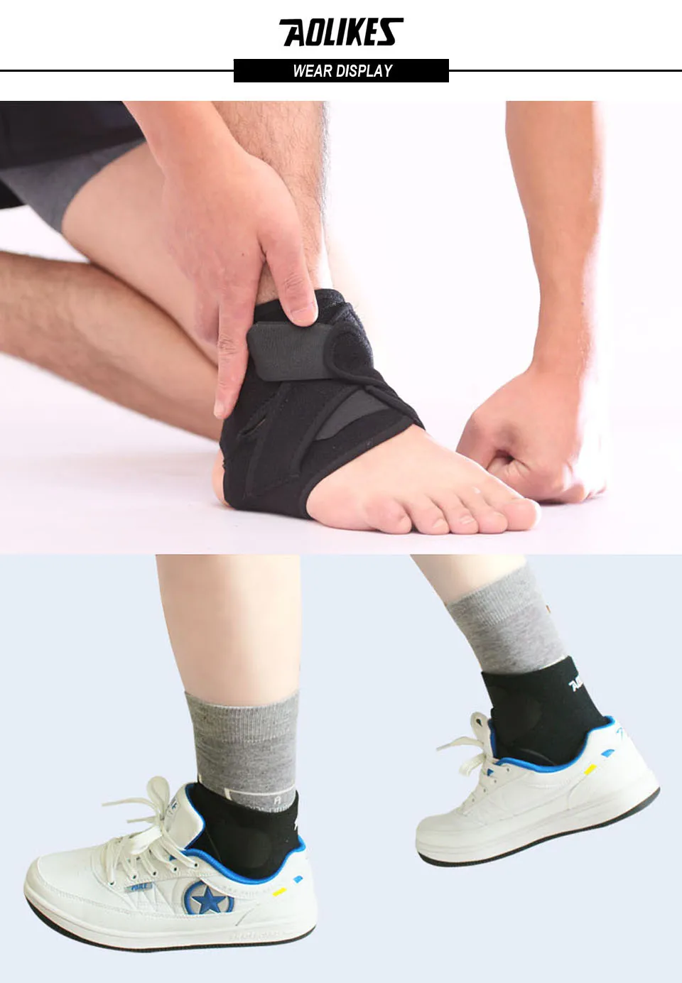 AOLIKES 1PCS Sport Breathable Pressurizable Ankle Support Brace Pad Protect Foot Basketball Football Climbing