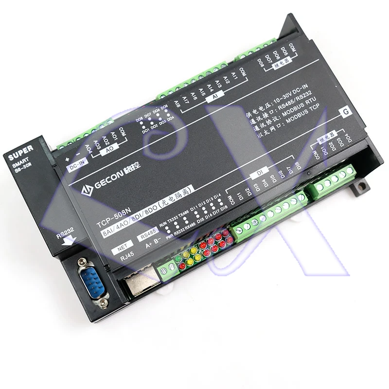 8AI аналоговый вход 4AO выход 8DI переключатель 8DO реле Ethernet IO модуль RS485 RS232 MODBUS TCP &