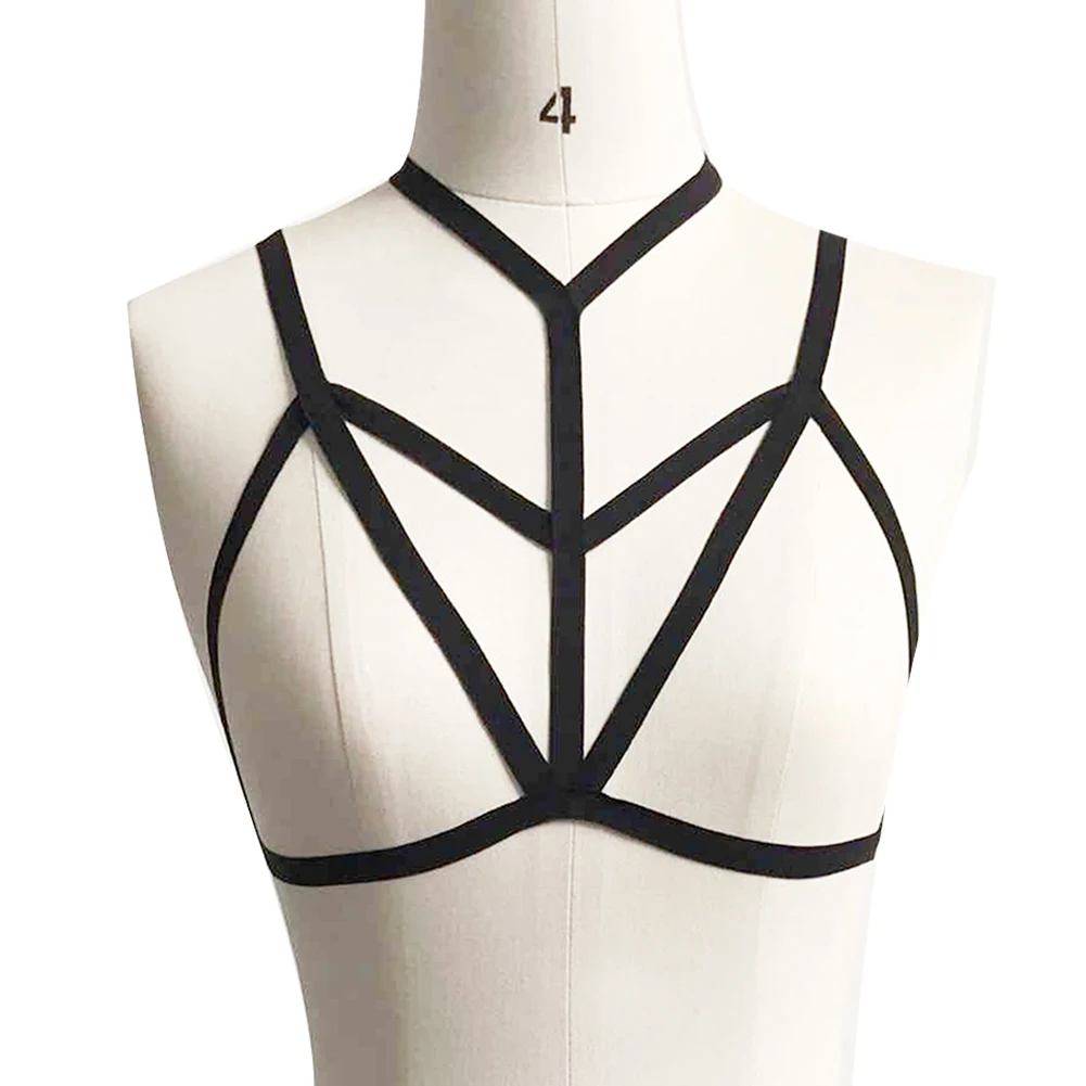 Sexy Lace Up Bra Elastic Belt Bra Straps Clubwear For Women Female Cupless Crop Tops Chest Bandage Lingerie Underwear