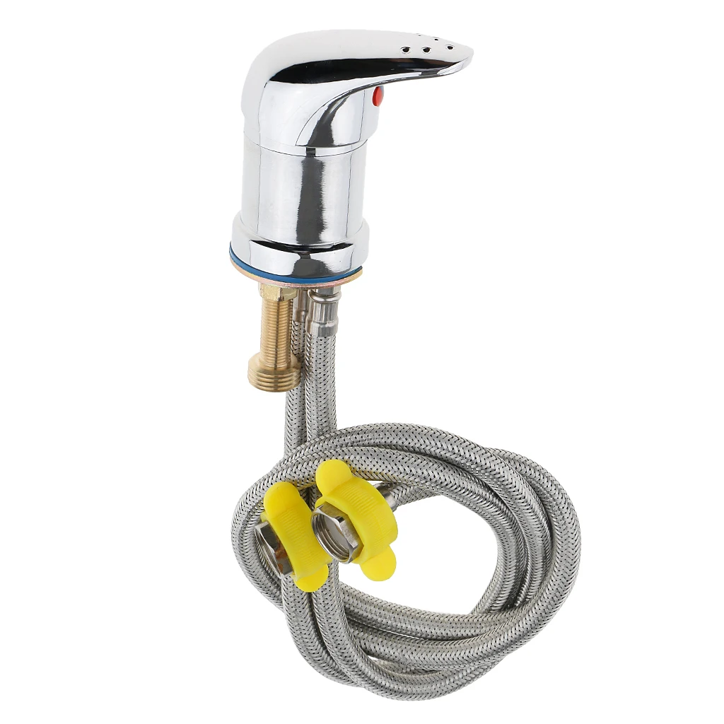 Hot Cold Faucet with Spray Hose Replacement Part Set for Spa Beauty Salon Shampoo Bowl Sink - 60cm/70cm/80cm