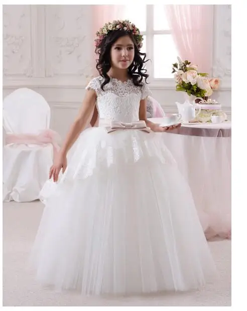 Girls Wedding Formal Dresses 2018 Summer Lace Gauze Ball Gown Flowers Girls Princess Dress Kids Birthday Prom Party Dress White Girls Wedding Formal Dresses 2018 Summer Lace Gauze Ball Gown Flowers Girls Princess Dress Kids Birthday Prom Party Dress White