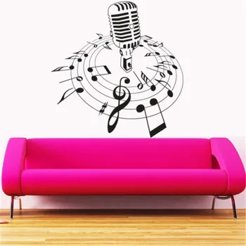 

New Creative Music Vinyl Wall Decal Microphone Mic Melody Notes Song Bedroom Art Wall Sticker CD Shop Home Decoration