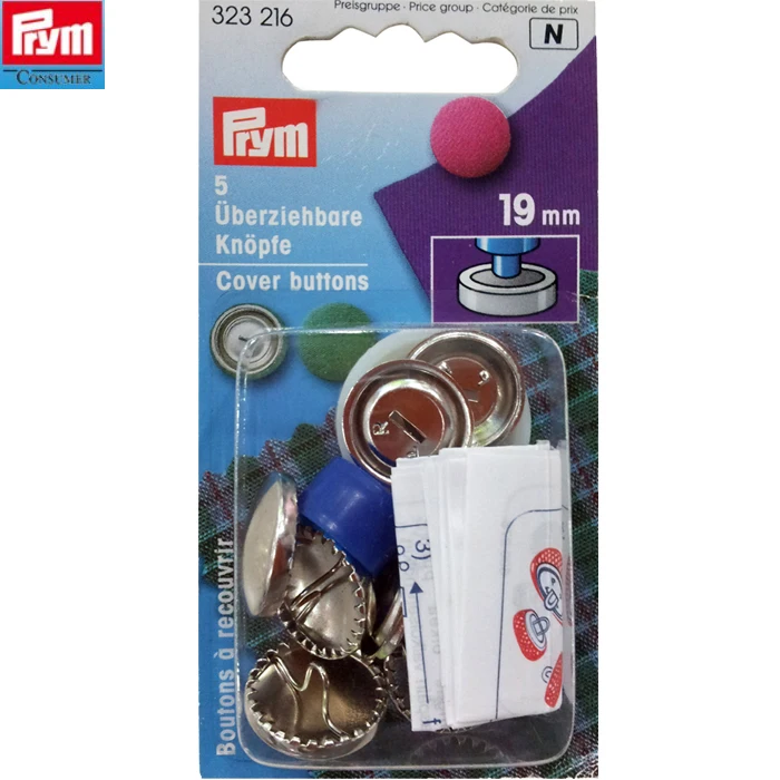 

BOTTONI con ATTREZZO 19mm bottone PRYM 323216 argento per da RICOPRIRE coprire