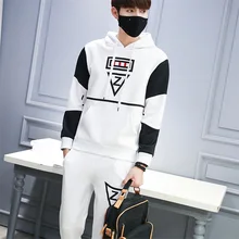 Повседневный Спортивный костюм, мужской спортивный костюм с капюшоном, спортивный костюм со скрытыми шнурками, черные мужские спортивные костюмы с карманами, Белый Принт Z, большой размер