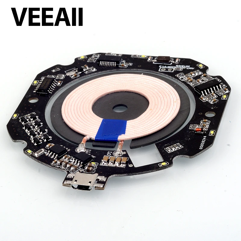 VEEAII Qi Беспроводное зарядное устройство 10 Вт PCBA DIY для iPhone XS X XR 8 Быстрая зарядка 3,0 плата катушка модуль зарядное устройство для samsung S9 S8