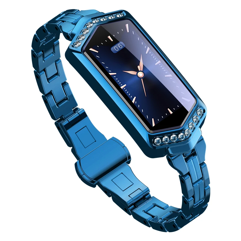 

2019 New Luxury Diamond Smart Watch IP67 Women Sport Waterproof Bluetooth For Android IOS Iphone Rose Gold Bracelet WatchPurple