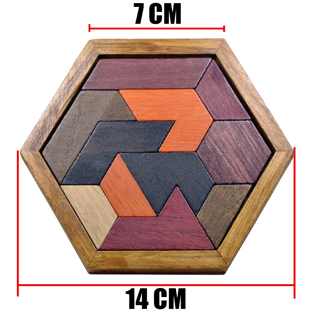 Шестиугольная головоломка Деревянный тетрис игра для детей мини резиновая деревянная DIY 3D Кирпичи Игрушки