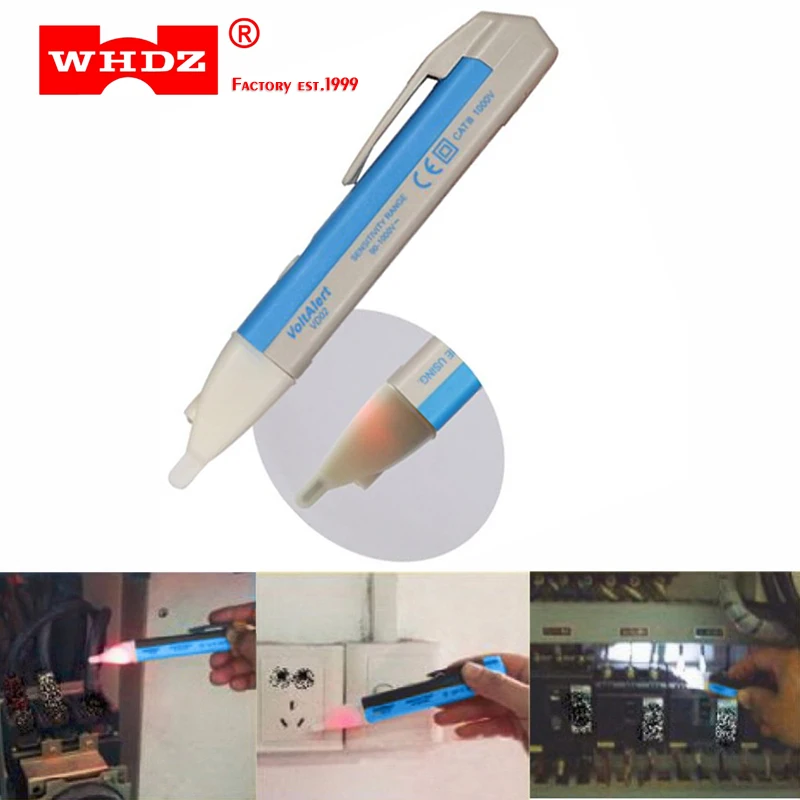 

WHDZ 90-1000V Non contact Electric Socket Wall AC Power Outlet Voltage Detector Sensor Tester Pen LED Indicator Light Voltage