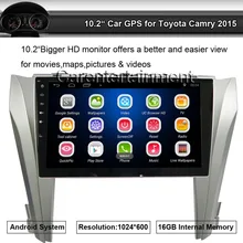 Quad Core Android 10.2 “som do carro player de vídeo 2 din 1024×600 gps de navegação para toyota camry 2015 com wi-fi bluetooth rádio