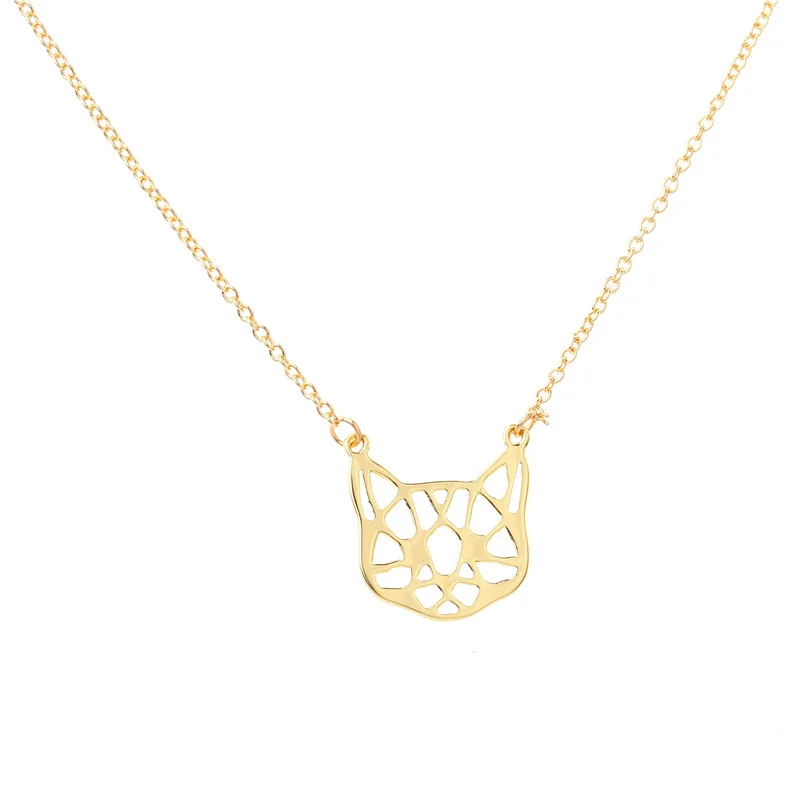 

CJZBLXLX02741 Hollow cat head necklace female pendant personality necklace