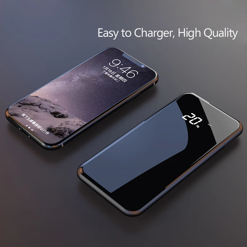 10000mAh QI Wireless Charger Power Bank For iPhone X Xs Xr 8 LCD Dual USB Battery Charger Wireless Powerbank For Samsung S9 S8