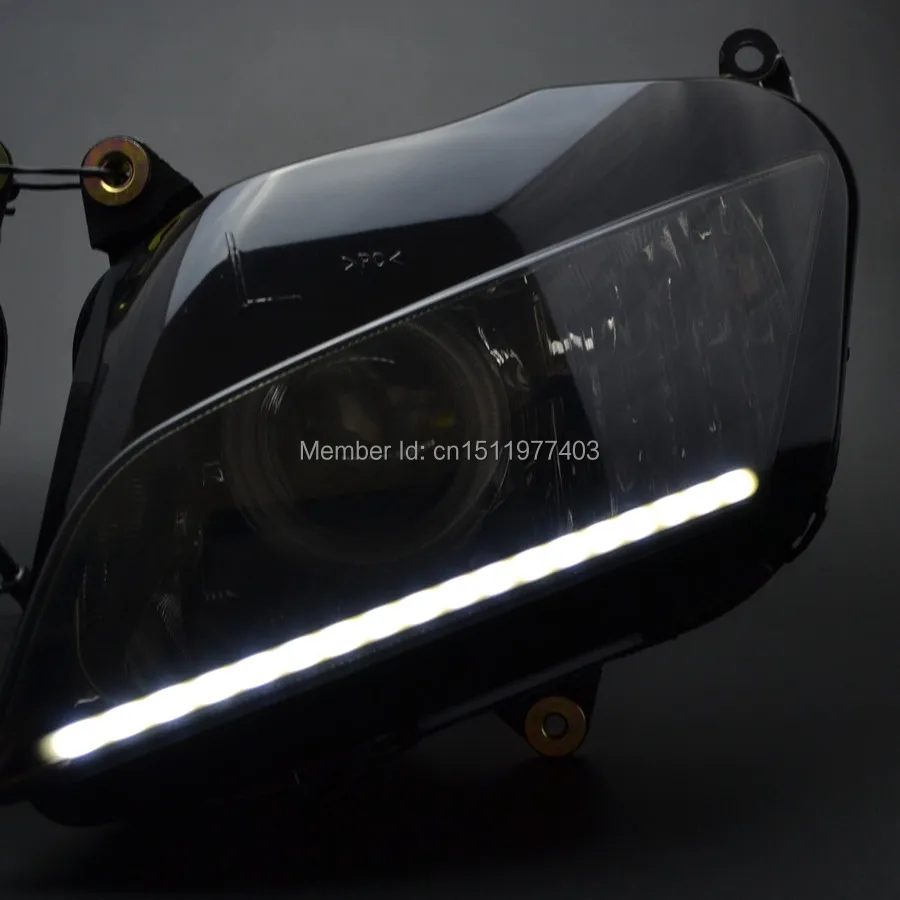 Custom Smoke Lens Projector Headlight White Angel Eyes Red Demon Eyes & LED DRL HID Assembly fit