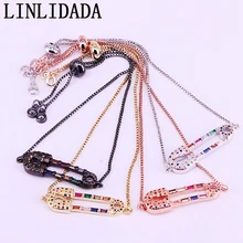 8 шт. красивые женские медные браслеты с цепочкой мульти CZ Радужный Браслет с подвеской для женщин ювелирные изделия