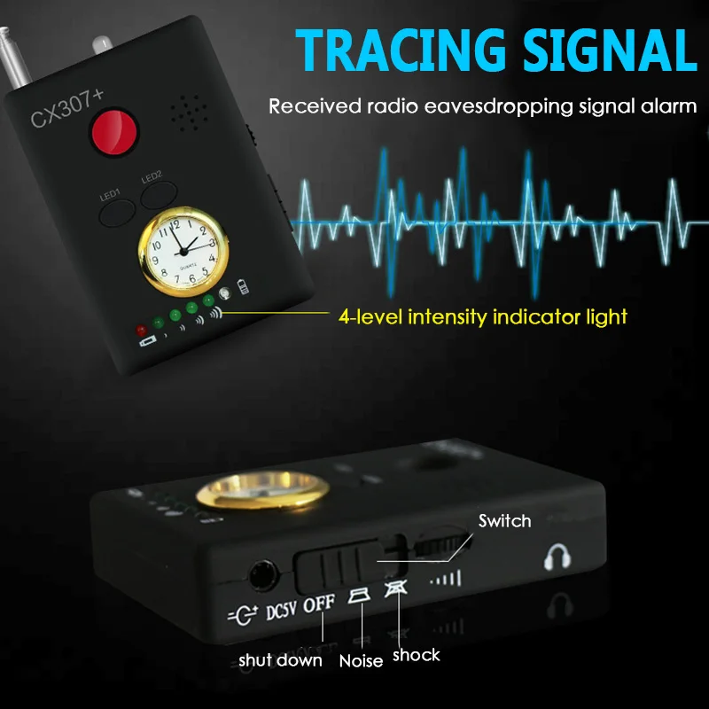Полный диапазон Анти-шпион обнаружитель подслушивающих устройств CX307 + RF мини-беспроводная камера скрытый сигнал GSM искатель устройств