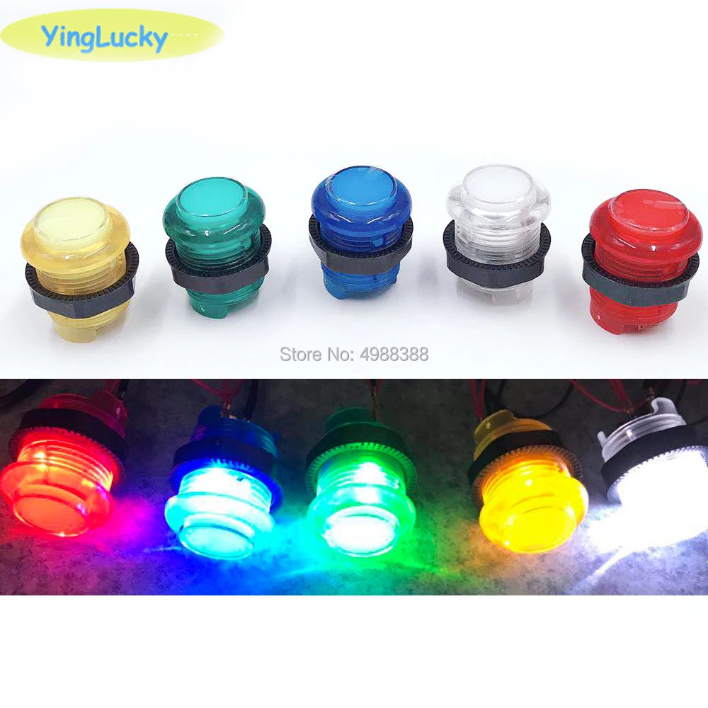 Arcade Led Pulsante Sanwa Rotondo Illuminato Illuminato Arcade Video Game Interruttore Di Pulsante Led Luce 5V/12V Colore: Blu