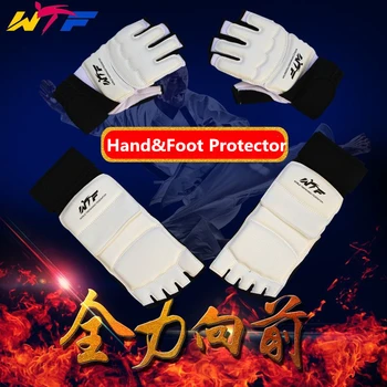 

2016 PU Leather Half Finger Taekwondo gloves foot guard TKD protectors Fighting Karate footgear MMA hands and feet protector